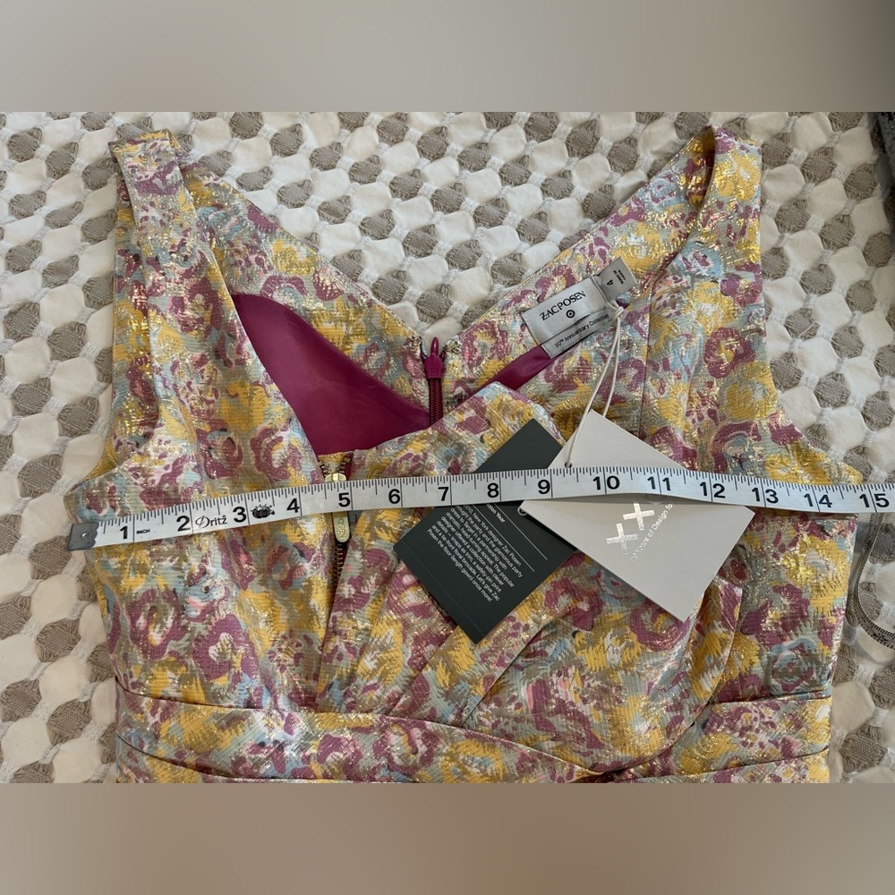 NWT! Zac Posen gold brocade dress with bow 4 - Picture 11 of 11